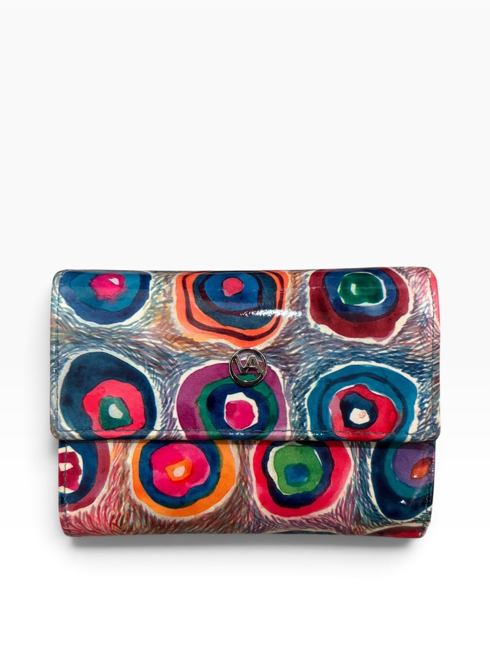 Valentina Colorful Circle Patent Leather foldover wallet